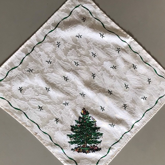 SPODE Set Of Two Christmas Tree Print Holiday Tableware Cloth Dinner Napkins - Picture 4 of 8